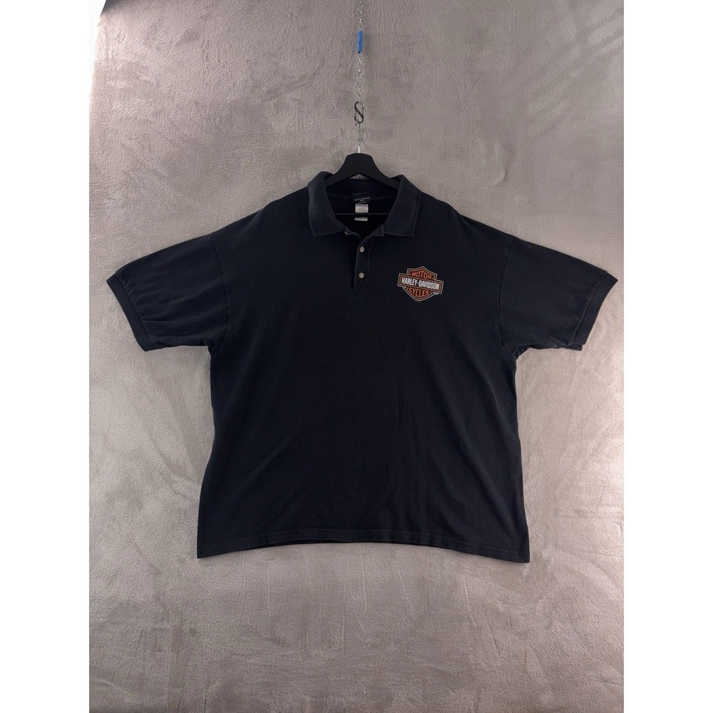 Harley Davidson Polo Shirt Mens Size 2XL Black Military Motorcycle Biker